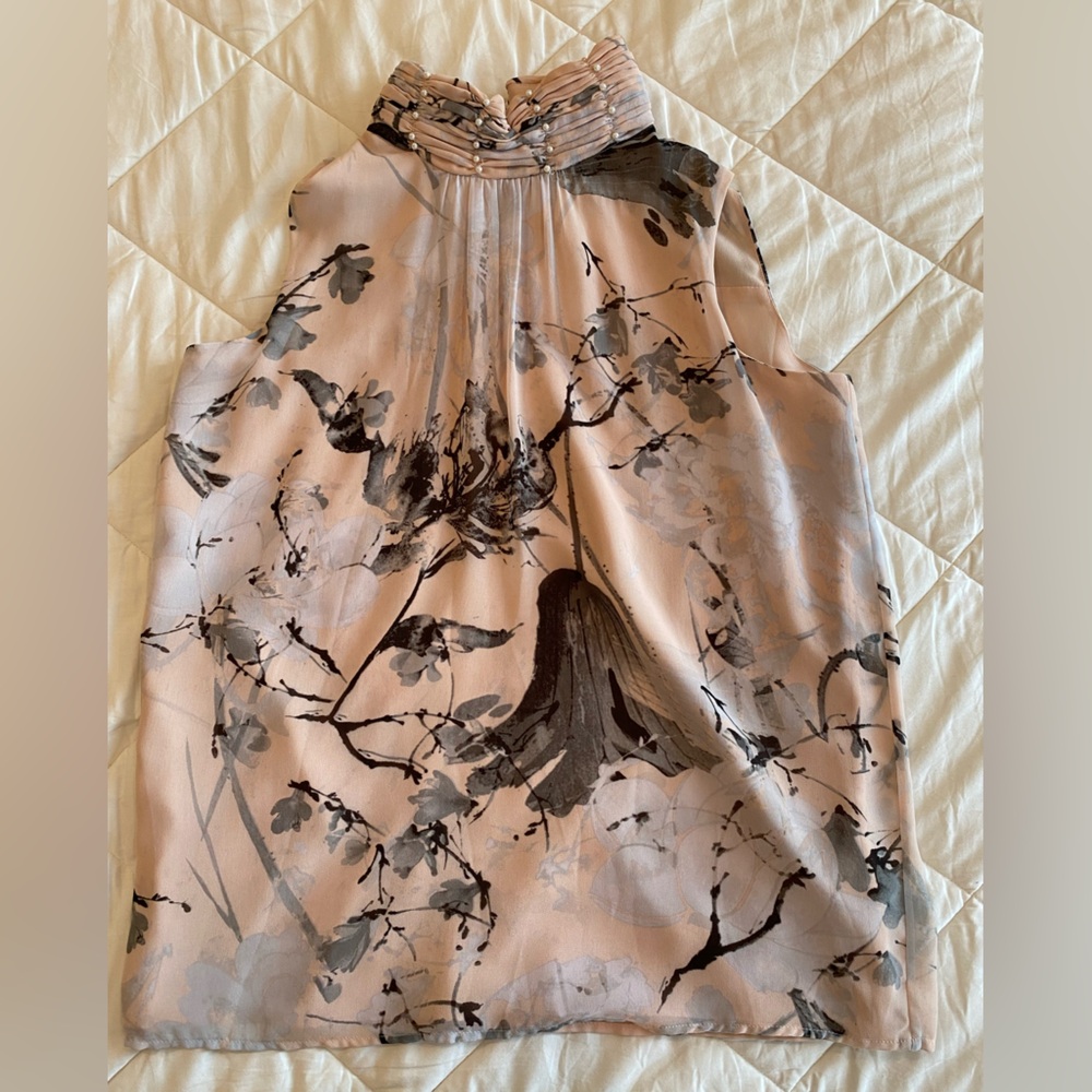 Karl Lagerfeld pastel pink floral sleeveless blouse